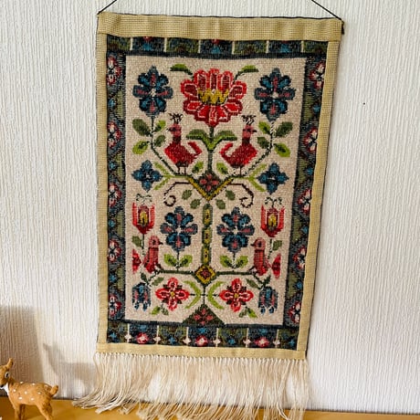 北欧伝統手工芸/トヴィスト刺繍/北欧伝統柄/タペストリー/大/77cm x 42cm