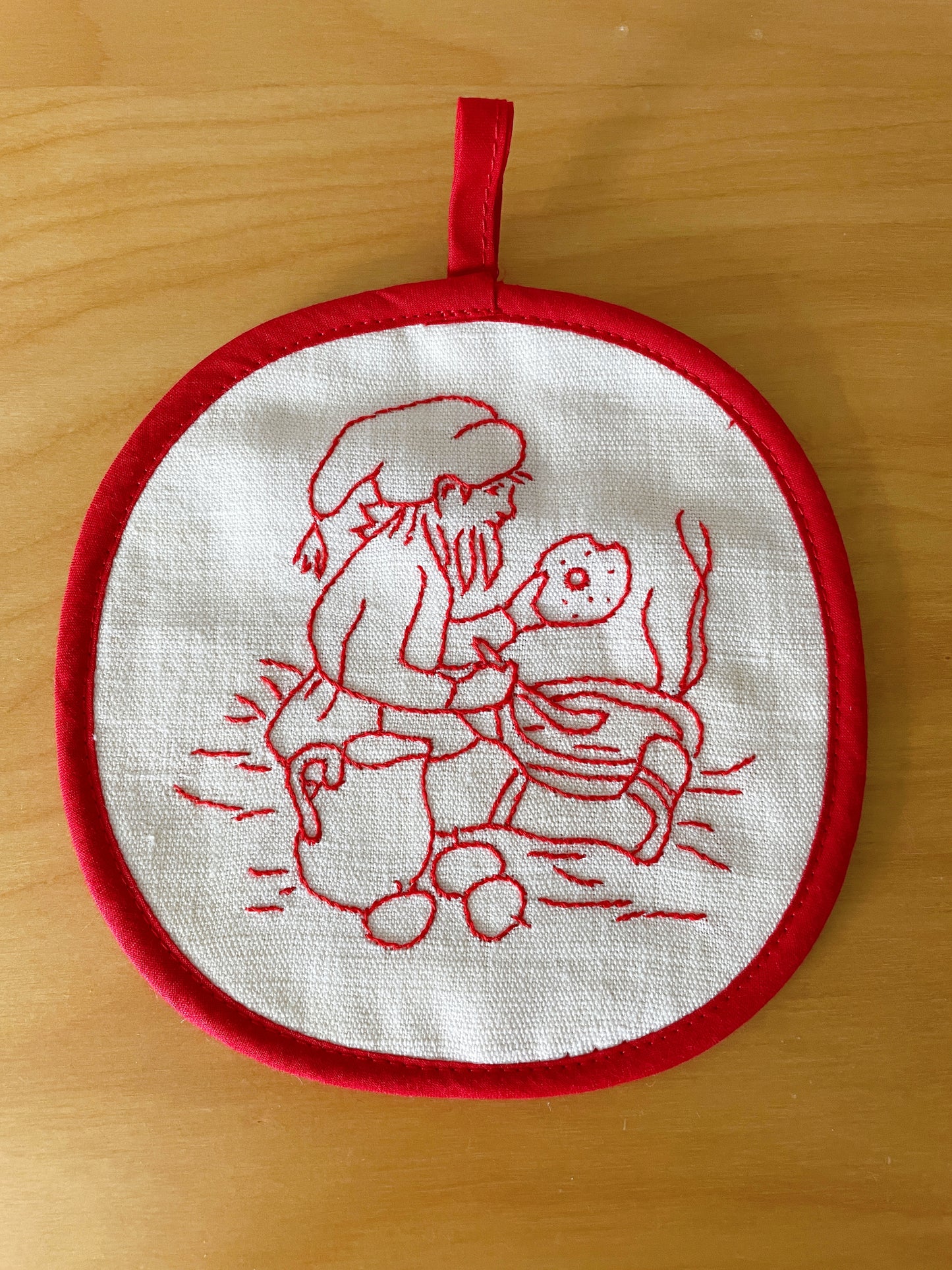 北欧のクリスマス/刺繍のクロス/刺繍のポットマット/2枚セット