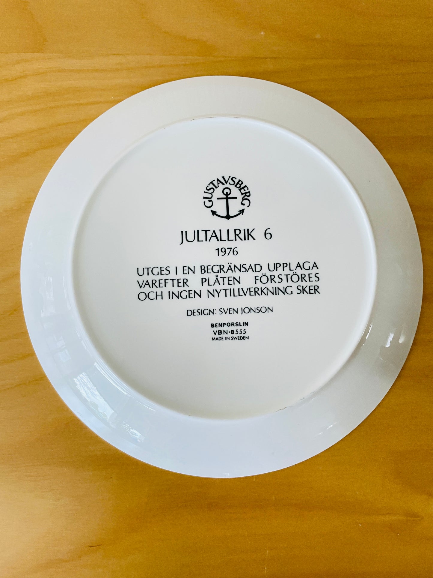 Gustavsberg/グスタフスベリ/Sven Johnsson/Jul Tallrik/クリスマスプレート/1976/Nr.6