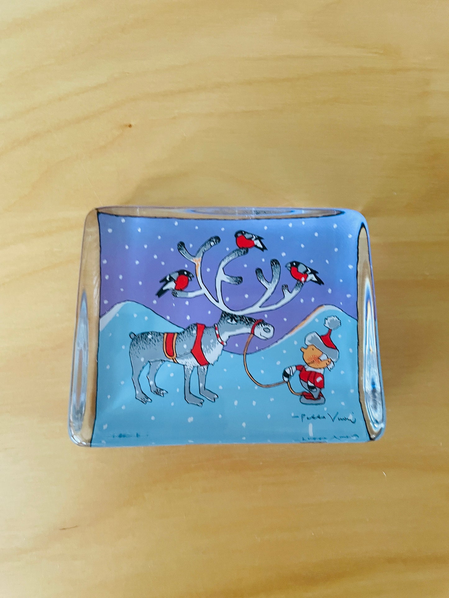 iittala/イッタラ/Pekka Vuori/ペッカ.ヴオーリ/トナカイと小鳥と少年/ガラスのオブジェ