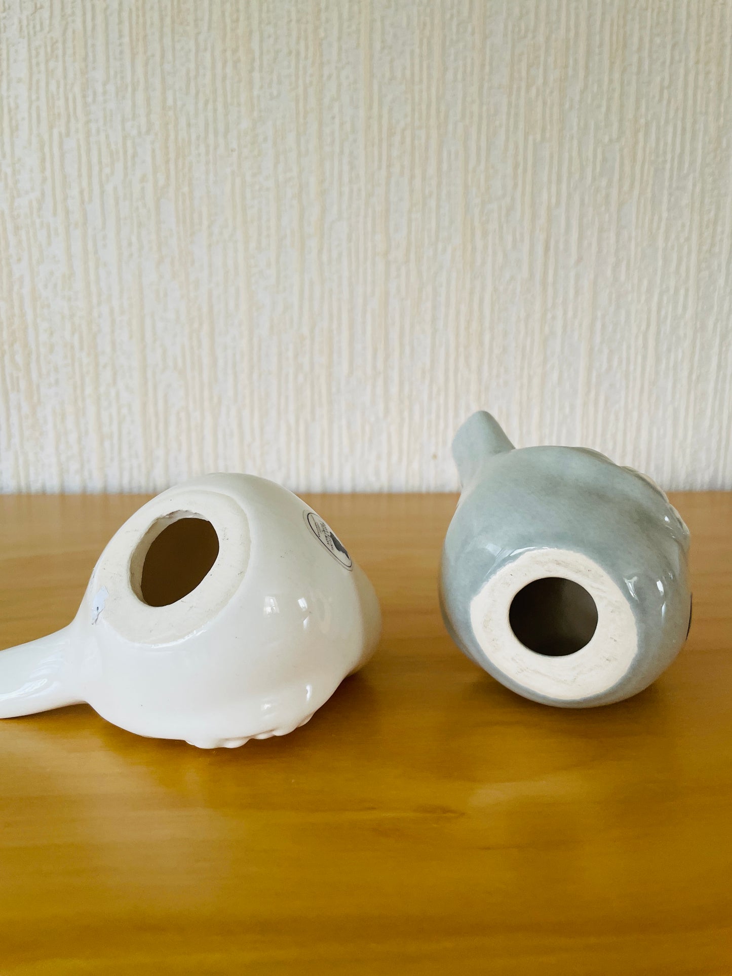 DECO/Rosa Ljung/Bird Figurines/Pastel Gray & White/Pair Set/No. 1