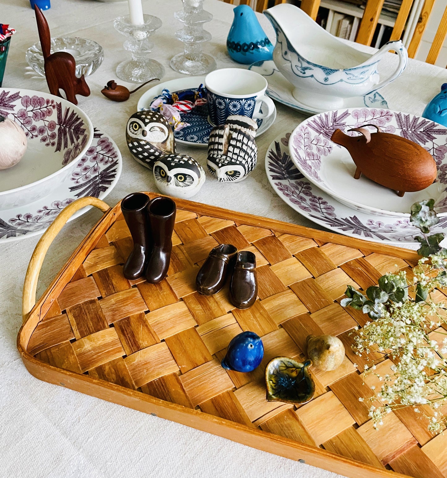 Nordic Traditional Handicraft / Spånbricka / Spånbricka / Tray with two handles / 45cm