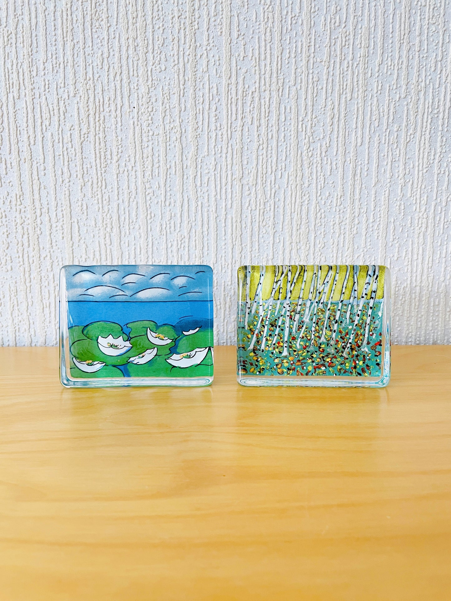 iittala/イッタラ/Hälja Liukko-Sundström/ヘルヤ.リウッコ-スンストローム/ガラスカード/秋/白樺の落葉