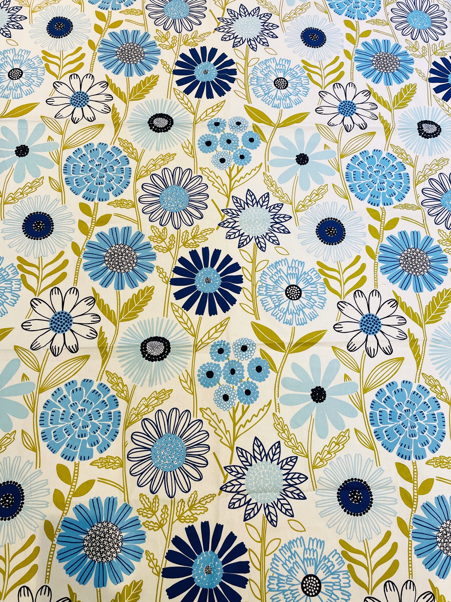 北欧ヴィンテージ/ファブリック生地/Almedahls/アルメダールス/ブルーのお花/236cm x 152cm