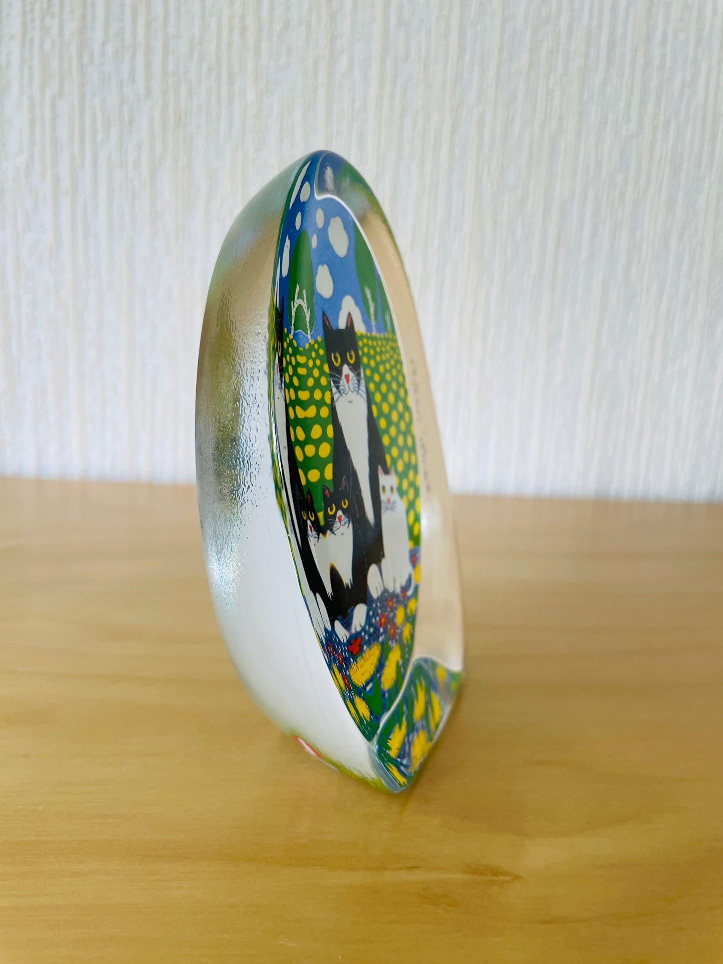 iittala/イッタラ/Martti Lehto/マッテイ.レウト/ガラスのオブジェ/タンポポ畑の猫ちゃん親子