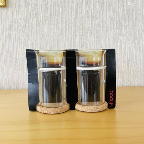 Bodum Denmark/ボードム デンマーク/コーヒーグラスセット/2個セット/ホワイトホルダー/新品未使用品
