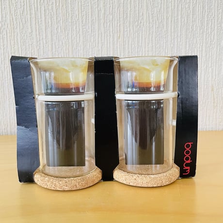 Bodum Denmark/ボードム デンマーク/コーヒーグラスセット/2個セット/ホワイトホルダー/新品未使用品