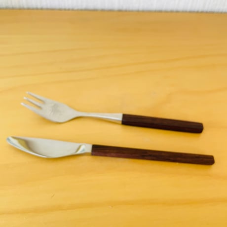 ローズウッドハンドルのカトラリー/Dansk Knivfabrik-Lundtofte/Tias Eckhoff/前菜、デザート用セット/2本セット