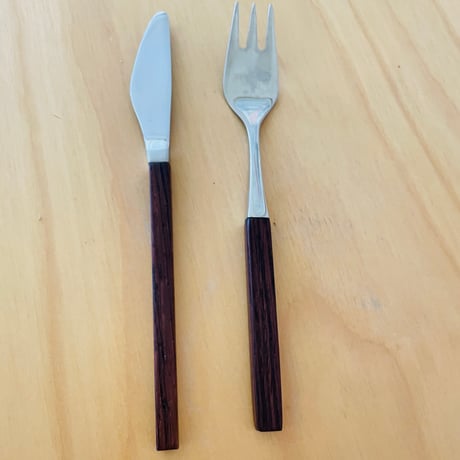 ローズウッドハンドルのカトラリー/Dansk Knivfabrik-Lundtofte/Tias Eckhoff/前菜、デザート用セット/2本セット
