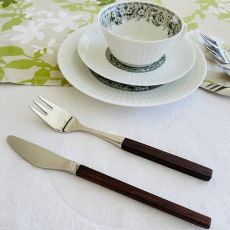 ローズウッドハンドルのカトラリー/Dansk Knivfabrik-Lundtofte/Tias Eckhoff/前菜、デザート用セット/2本セット