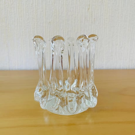 北欧ヴィンテージガラス/Gränna Glasbruk/グレンナ ガラス工房/クリスタルガラスのキャンドルホルダー