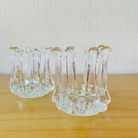 北欧ヴィンテージガラス/Gränna Glasbruk/グレンナ ガラス工房/クリスタルガラスのキャンドルホルダー