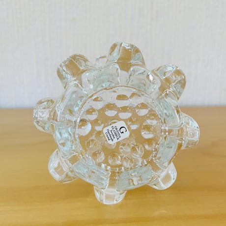 北欧ヴィンテージガラス/Gränna Glasbruk/グレンナ ガラス工房/クリスタルガラスのキャンドルホルダー