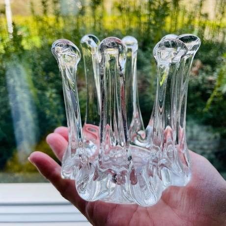 北欧ヴィンテージガラス/Gränna Glasbruk/グレンナ ガラス工房/クリスタルガラスのキャンドルホルダー