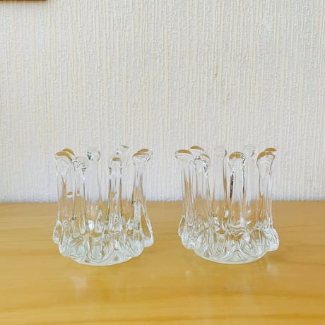 北欧ヴィンテージガラス/Gränna Glasbruk/グレンナ ガラス工房/クリスタルガラスのキャンドルホルダー