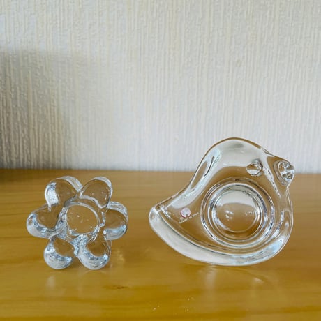 iittala/イッタラ/ガラスのエッグスタンド&お花のキャンドルスタンド/2個セット