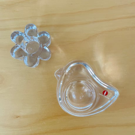 iittala/イッタラ/ガラスのエッグスタンド&お花のキャンドルスタンド/2個セット
