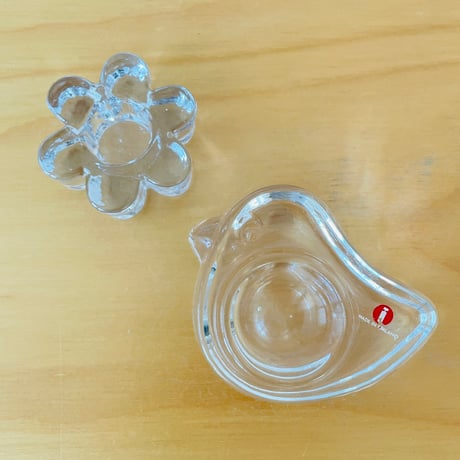 iittala/イッタラ/ガラスのエッグスタンド&お花のキャンドルスタンド/2個セット