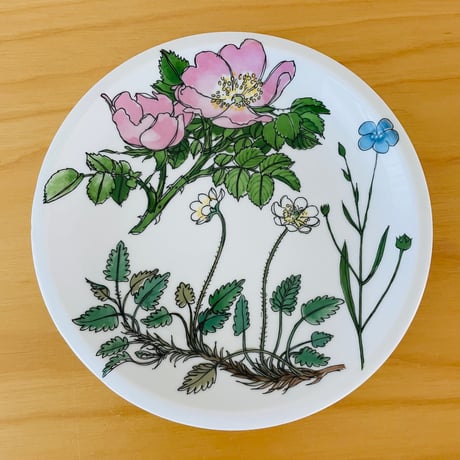 IKEA/イケア/ヴィンテージ/Midsommar/ミッドサマー/デザートプレート/19,5cm/イチリンソウ、ハマナスなど