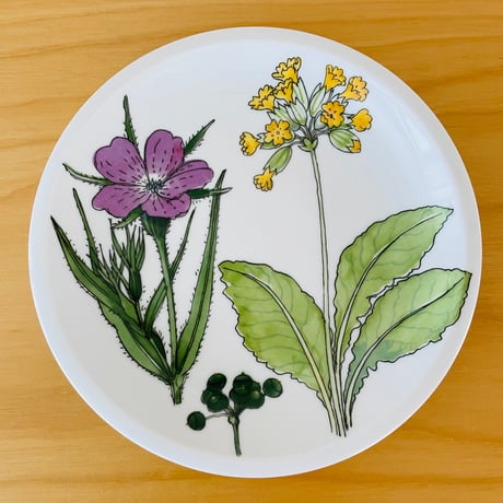 IKEA/イケア/ヴィンテージ/Midsommar/ミッドサマー/デザートプレート/19,5cm/キバナのクリンザクラ、アザミ