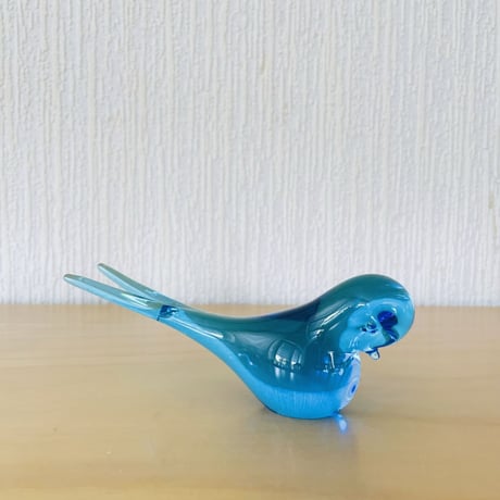 ヴィンテージガラスのツバメ/ハンドメイド/スカイブルー