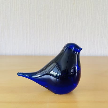 ヴィンテージガラスの小鳥ちゃんのオブジェ/コバルトブルー