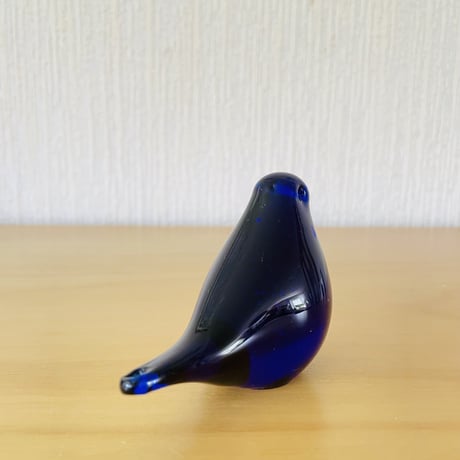 ヴィンテージガラスの小鳥ちゃんのオブジェ/コバルトブルー