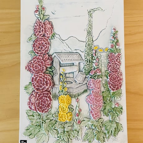 Jie Gantofta/ジィ ガントフタ/陶板/StockRose/タチアオイのお花/中大