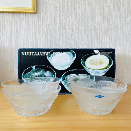 Nuutajärvi/ヌータヤルヴィ/Oiva Toikka/オイバ.トイッカ/Pioni/ピオーニ/デザートボウル/箱入り未使用品/4個セット