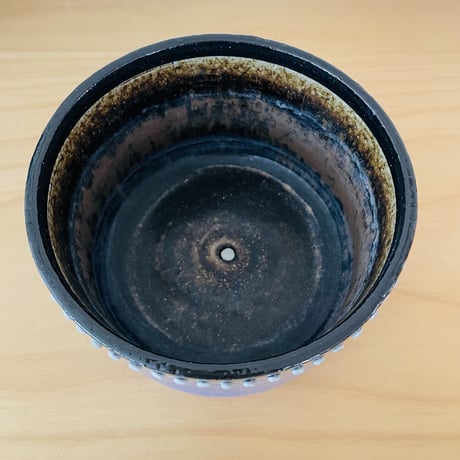 Rörstrand/ロールストランド/Ateljé/アトリエメイド/Sylvia Leuchovius/シルビア.レウショヴィウス/花器/青に白のドット/ラウンド型
