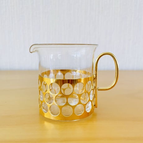 Royal Krona/ローヤルクローナ/ガラスのシュガーボウル&クリマー/ゴールドホルダー/2個セット