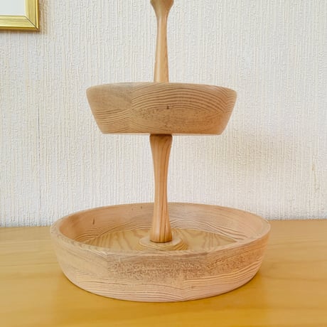 Svensk Hemslöjd/北欧伝統手工芸品/Kakor Ställ/焼き菓子用スタンド/2段/木製