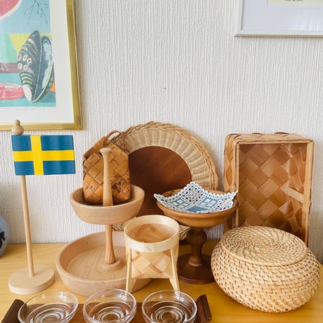 Svensk Hemslöjd/北欧伝統手工芸品/Kakor Ställ/焼き菓子用スタンド/2段/木製