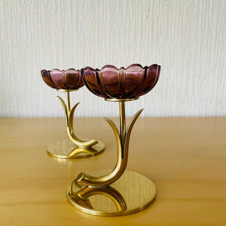 Ystad Metall/イースタッドメタル/Gunnar Ander/グンナ.アンダー/1りんのお花のキャンドルスタンド/パープル
