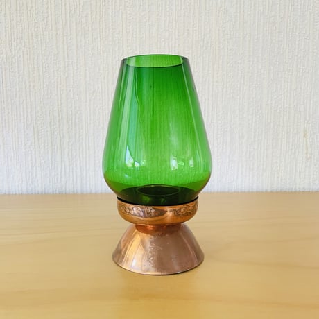 Ystad Metall/イースタッド メタル/Gunnar Ander/グンナ.アンダー/ヴィンテージガラスと銅のキャンドルスタンド/グリーン
