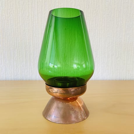 Ystad Metall/イースタッド メタル/Gunnar Ander/グンナ.アンダー/ヴィンテージガラスと銅のキャンドルスタンド/グリーン
