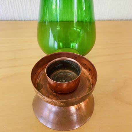 Ystad Metall/イースタッド メタル/Gunnar Ander/グンナ.アンダー/ヴィンテージガラスと銅のキャンドルスタンド/グリーン