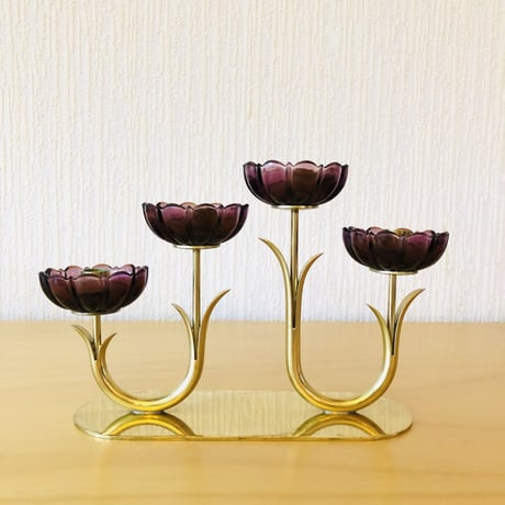 Ystad Metall/イースタッドメタル/Gunnar Ander/グンナ.アンダー/4りんのお花のキャンドルスタンド/パープル