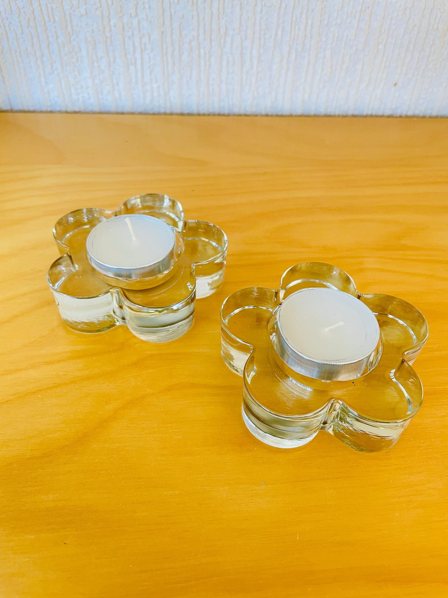 北欧ヴィンテージガラス/お花のキャンドルホルダー