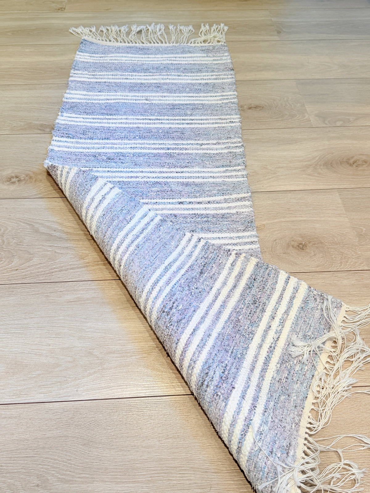 Nordic Handicraft Table Runner, Purple x Blue x White / 111cm