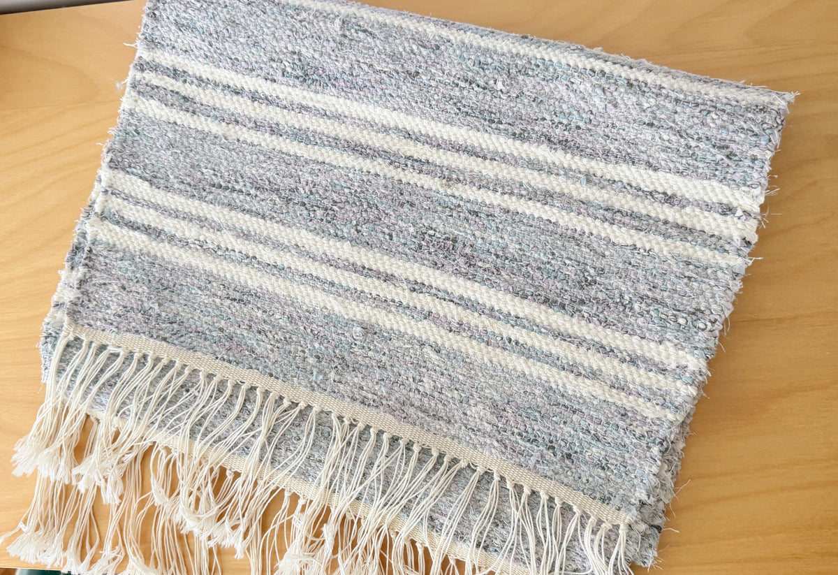 Nordic Handicraft Table Runner, Purple x Blue x White / 111cm