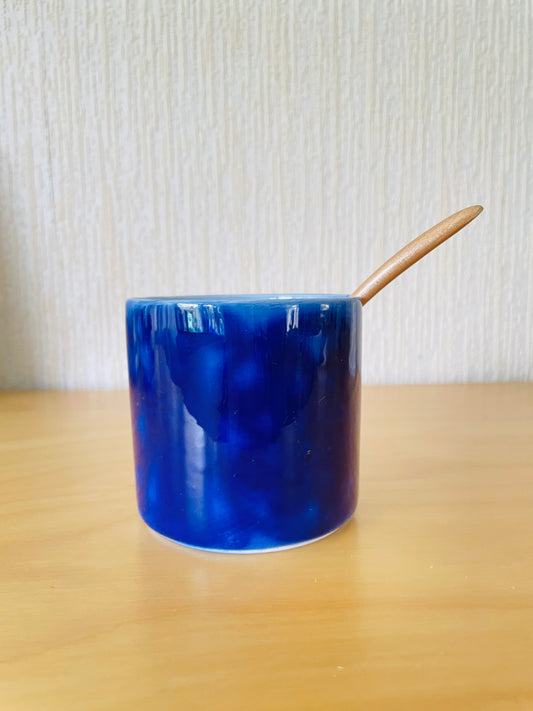 Gustavsberg/グスタフスベリ/Stig Lindberg/ステイグ.リンドベリ/Blå Husar/ブルーフサール/シュガーポットフタなし