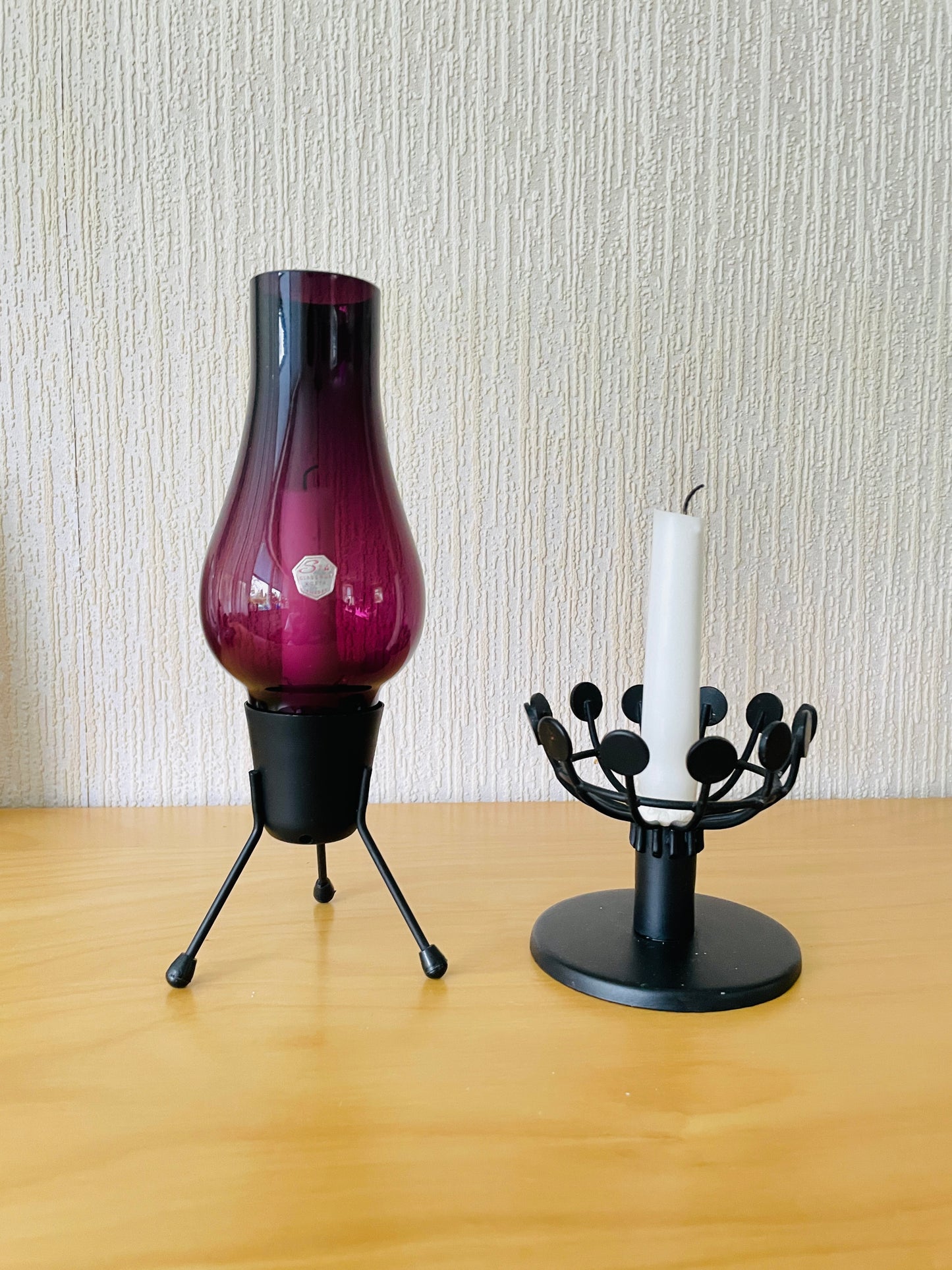 Sea Glas/シーアガラス工房/ガラスとメタルのキャンドルスタンド/パープル