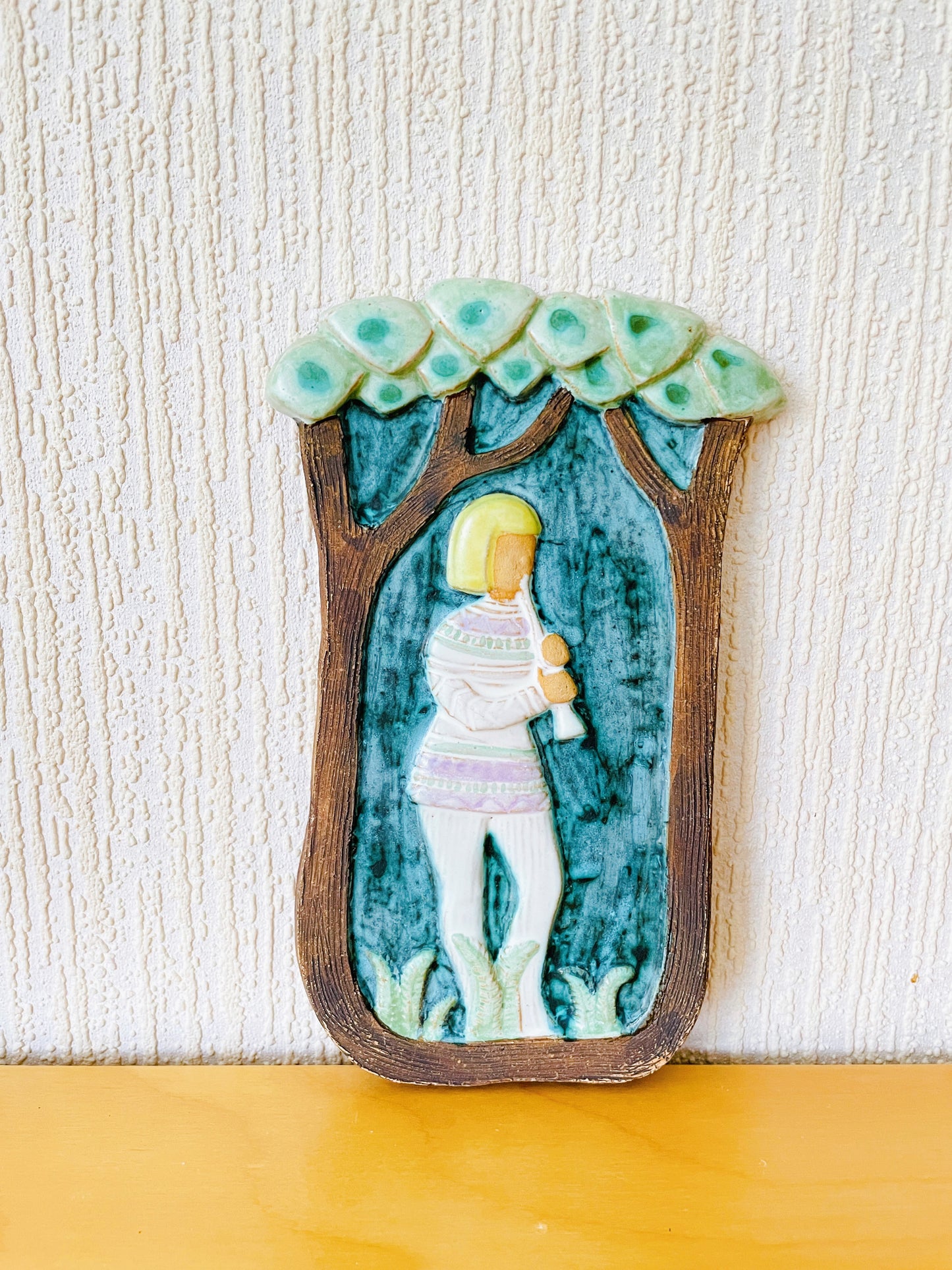 Irma Yourstone/イルマ.ユーストーン/陶板/森の中で笛を吹く王子さま/中サイズ