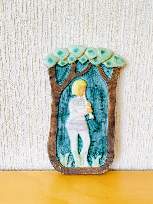 Irma Yourstone/イルマ.ユーストーン/陶板/森の中で笛を吹く王子さま/中サイズ