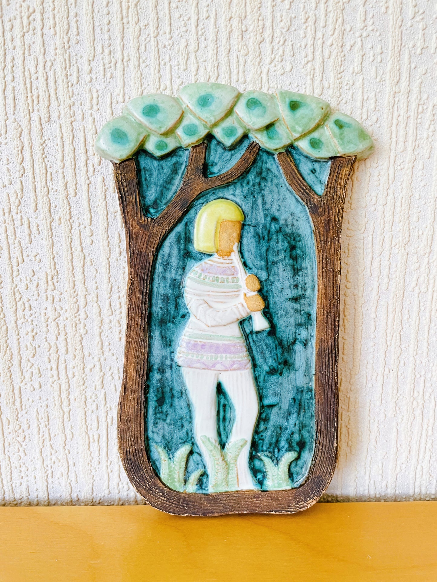 Irma Yourstone/イルマ.ユーストーン/陶板/森の中で笛を吹く王子さま/中サイズ