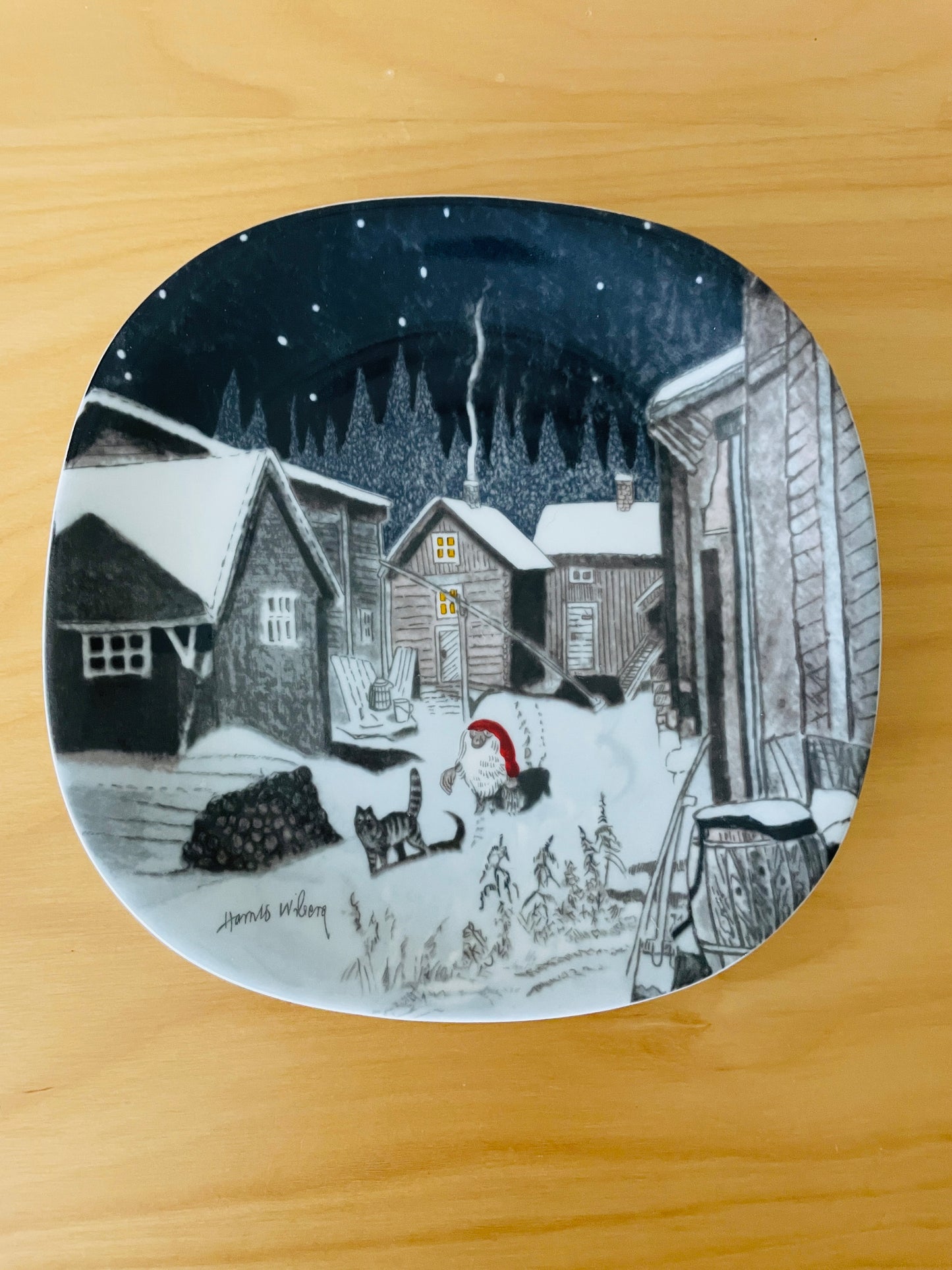 Guld Kroken/ゴールドクローケン/Jul Tallrik/クリスマスプレート/Harald Wiberg/ハーラルド.ヴィーベリ/Julenatt/クリウマスの夜