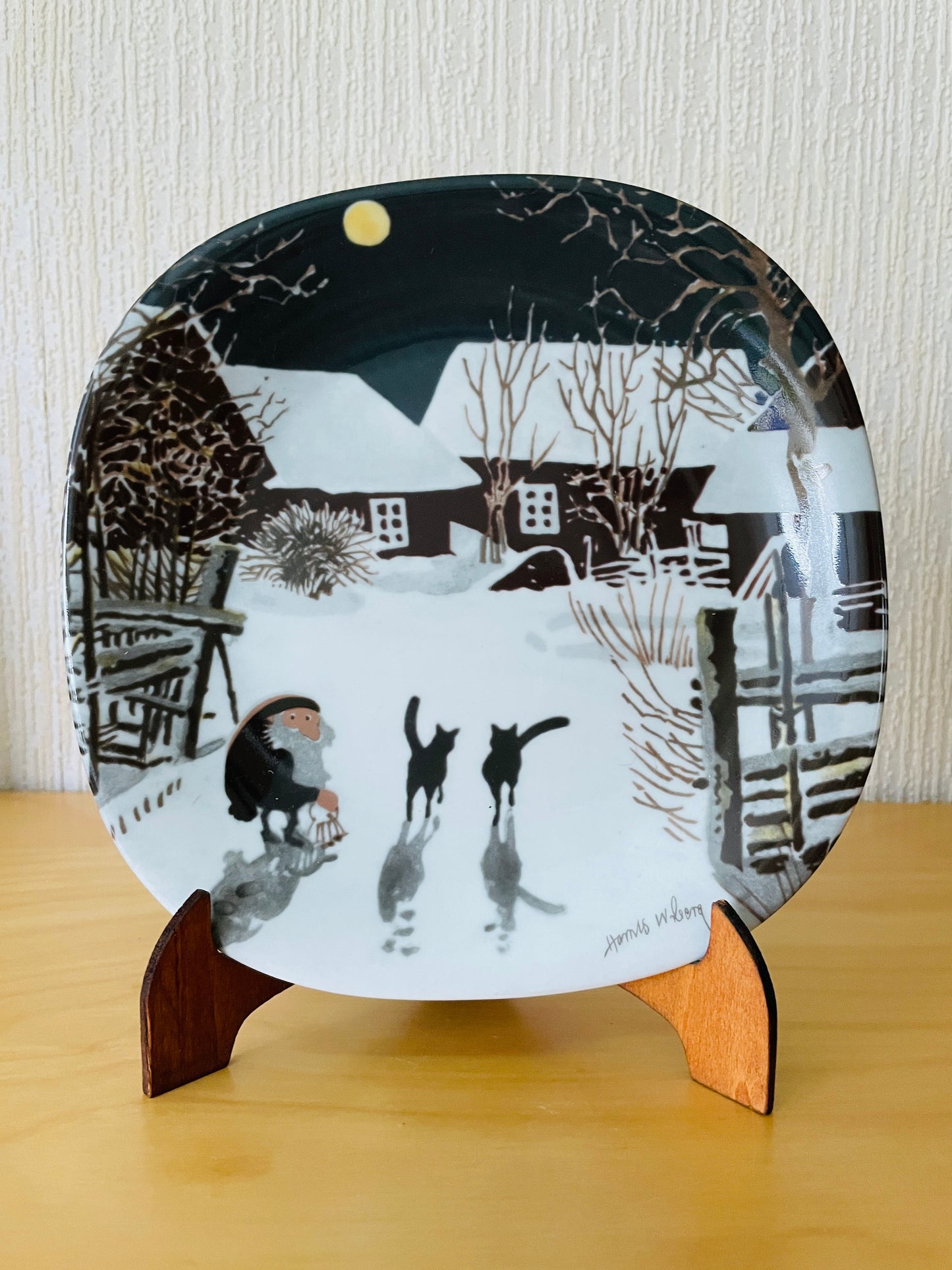 Guld Kroken/ゴールドクローケンJul Tallrik/クリスマスプレート/Harald Wiberg/ハーラルド.ヴィーベリ/Tomten &Katterna/トムテとねこ