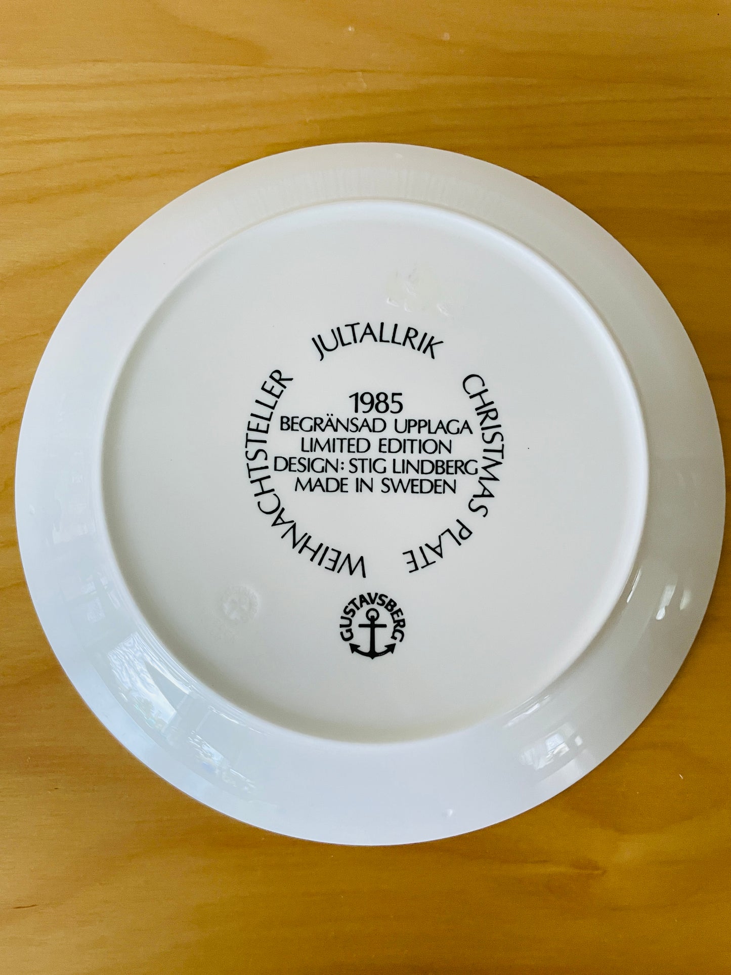 Gustavsberg/グスタフスベリ/Stig Lindberg/ステイグ.リンドベリ/Jul Tallrik/クリスマスプレート/1985年