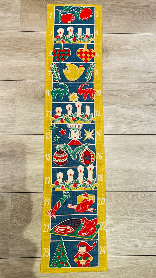 北欧のクリスマス/ヴィンテージ/プリントタペストリー/アドベントカレンダー